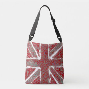Red Union Jack Liquid Art, Vild Animal Patterned Axelväska