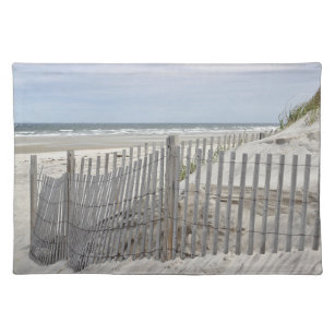 Red ut staket- och sanddyner på stranden bordstablett