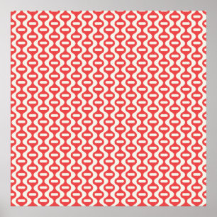 Red Vågigt Retro Mönster Poster