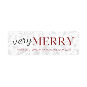 Red Väldigt Merry Botanias juladressetikett Returadress Etikett
