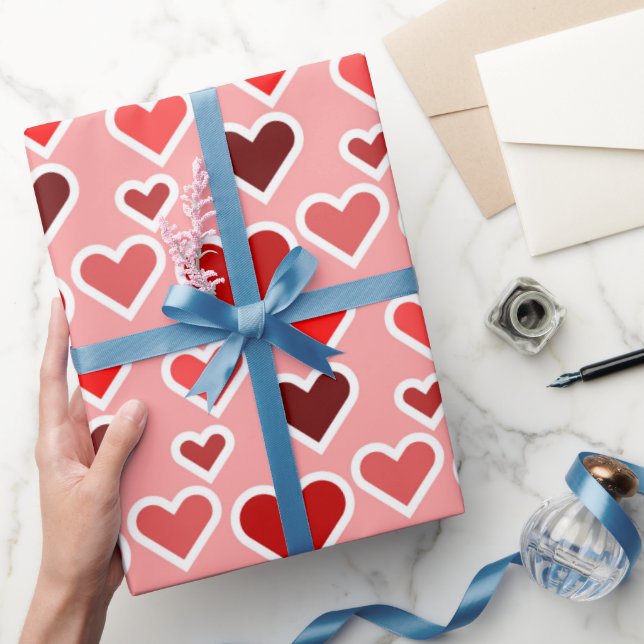 Red Valentine Day Kärlek Hearts Presentpapper (Gifting)