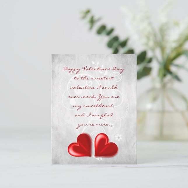 Red Valentine Hearts Flat Note Card Anteckningskort (Stående Fram)