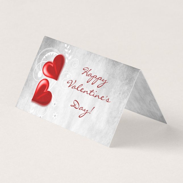 Red Valentine Hearts Folds Card Kort (Framsida)