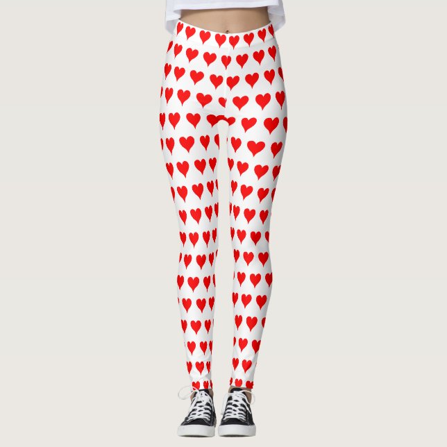 Red Valentine Hearts Leggings (Framsida)
