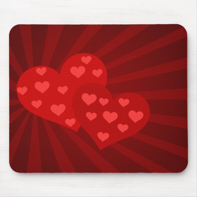 Red Valentine Hearts Mouse Pad Musmatta (Framsidan)