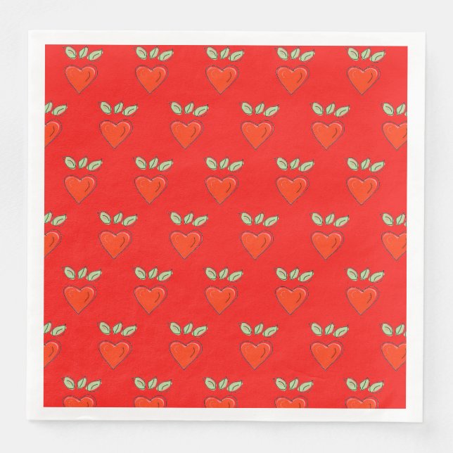Red Valentine Hearts Pappersservett (Framsida)