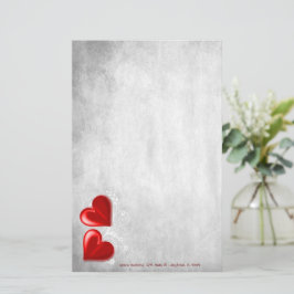 Red Valentine Hearts Personlig Stationery Brevpapper