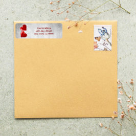 Red Valentine Hearts Return-adressetikett Returadress Etikett