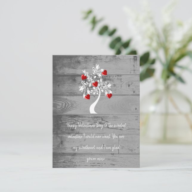 Red Valentine Hearts Träd Flat Note Card Anteckningskort (Stående Fram)