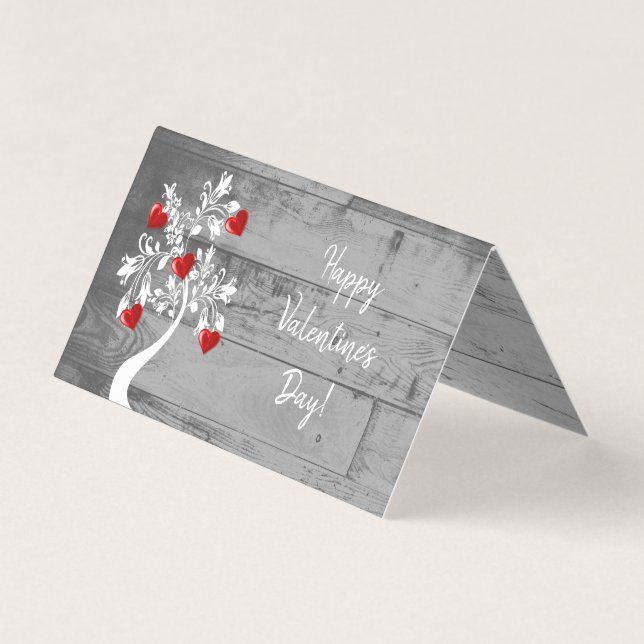 Red Valentine Hearts Träd-mappat kort (Framsida)