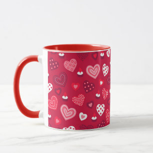 Red Valentine-hjärtan mönster Mugg
