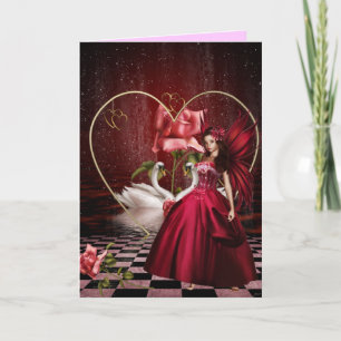 Red Valentines Day Fairy Helgkort
