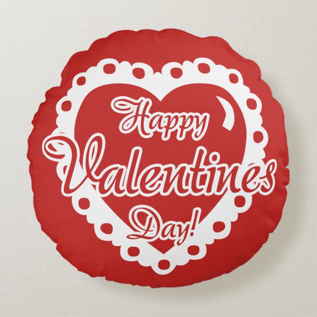 Red Valentines day - I KÄRLEK DU Rund Kudde (Framsidan)