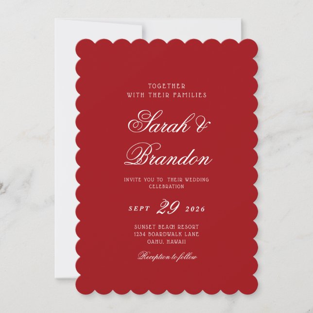 Red Valentines Minimalist Script Wedding Inbjudningar (Framsida)
