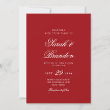Red Valentines Minimalist Script Wedding