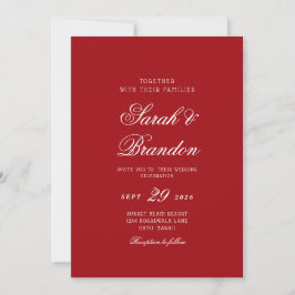 Red Valentines Minimalist Script Wedding Inbjudningar