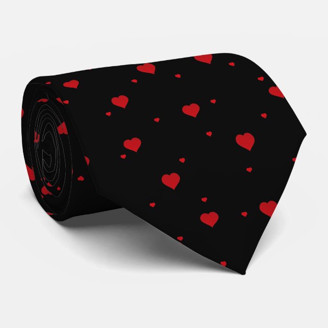 Red Valentiness Hearts Mönster on Black Slips (Rullad)