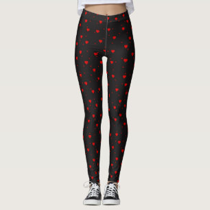Red Valentones Hearts Seamless Mönster Leggings
