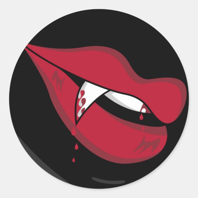 Red Vampre Läppar Sticker Runt Klistermärke (Framsida)