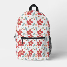 Red Vår Blommigt Print Backpack