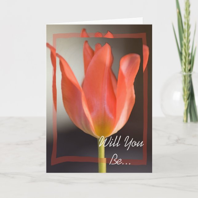 Red Vår Tulip blir min bridesmaid Inbjudan (Framsida)