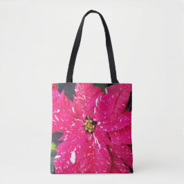 Red Variegated Poinsettia Helgdag Tote Bag Tygkasse