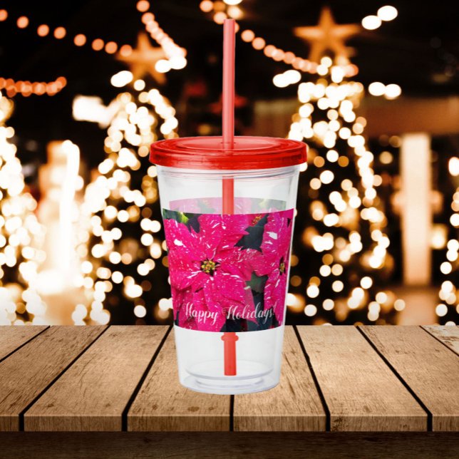 Red Variegated Poinsettias Blommigt Helgdag Take Away Mugg (In Situ Holidays)