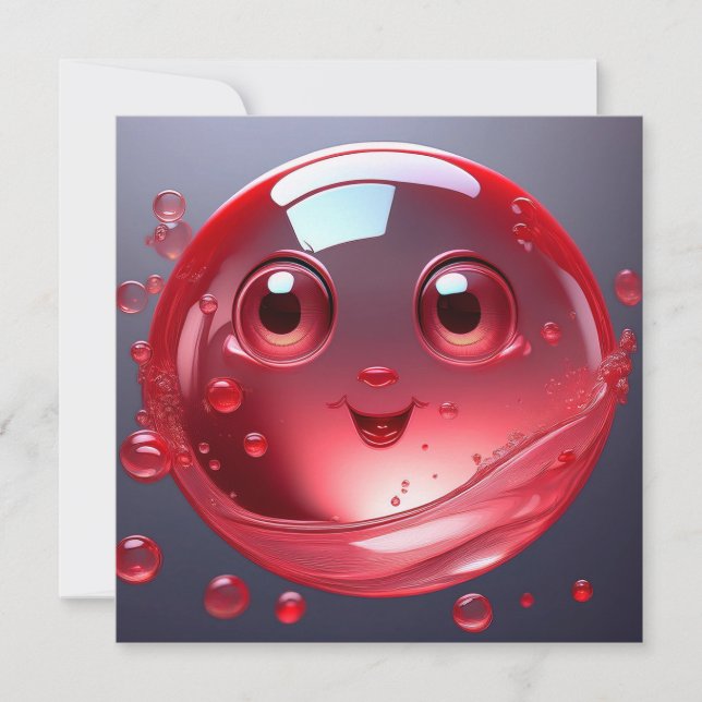 Red Vatten Bubble Emoji Inbjudningar (Framsida)