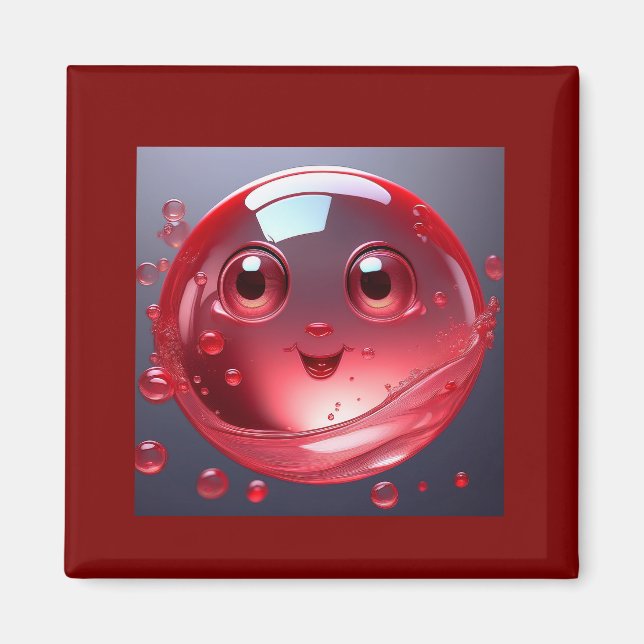 Red Vatten Bubble Emoji Magnet (Framsidan)