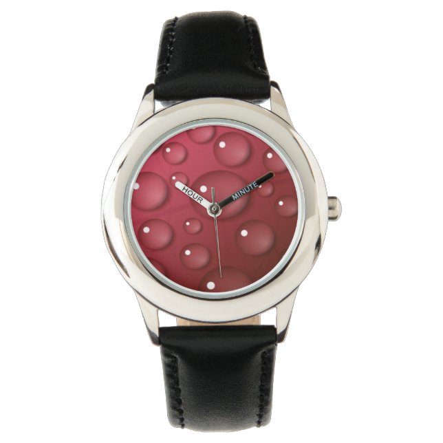 Red Vatten Drop Mönster Armbandsur (Framsida)