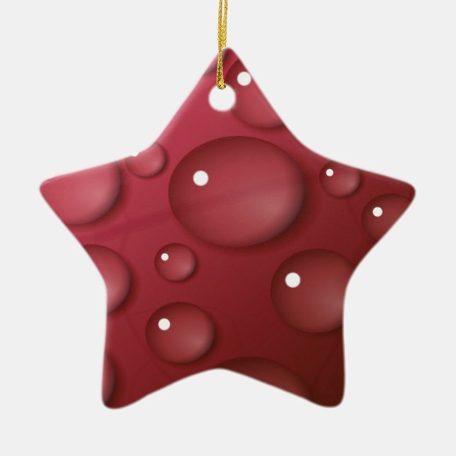 Red Vatten Drop Mönster Julgransprydnad Keramik (Framsidan)