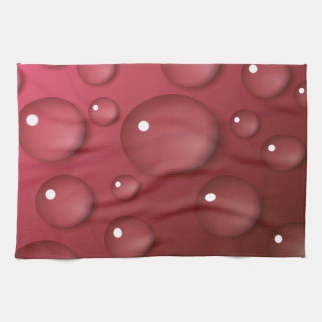 Red Vatten Drop Mönster Kökshandduk (Horisontell)