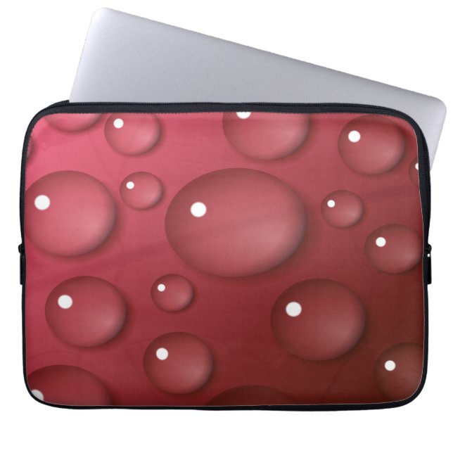 Red Vatten Drop Mönster Laptop Sleeve (Framsidan)