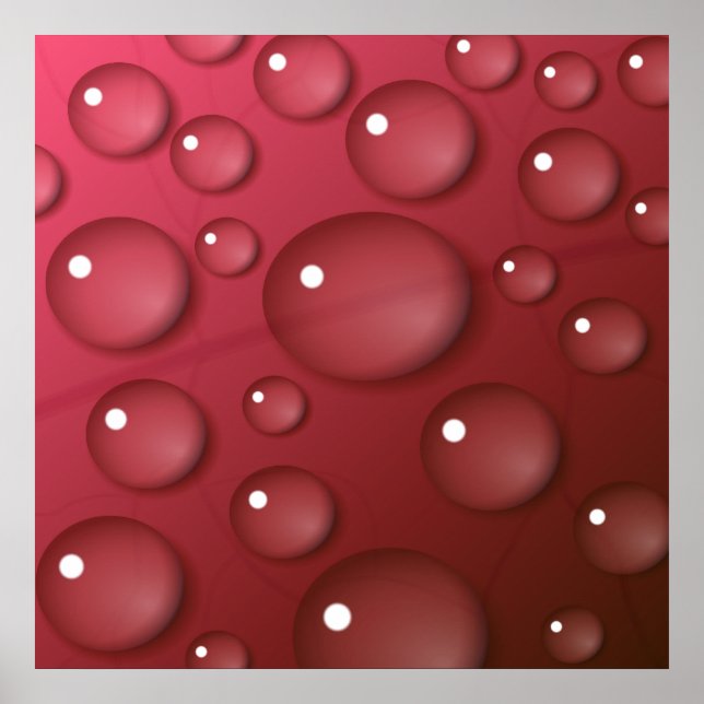 Red Vatten Drop Mönster Poster (Framsidan)