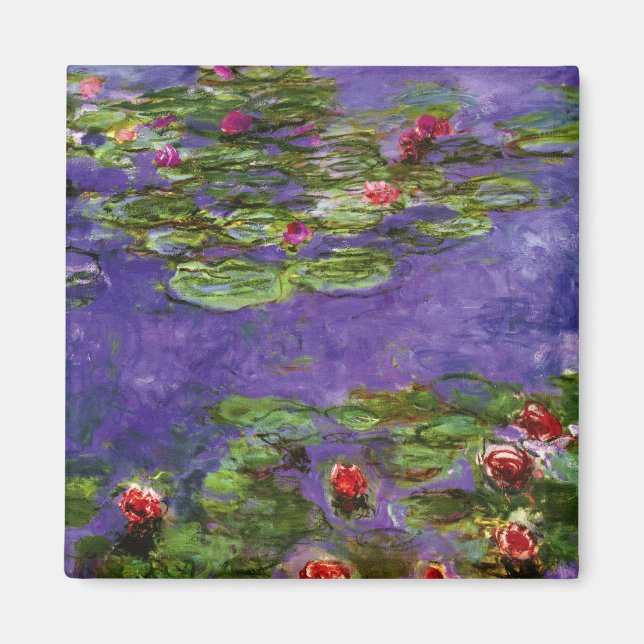 Red Vatten Lilies av Claude Monet Magnet (Framsidan)