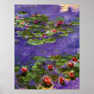 Red Vatten Lilies Claude Monet Fine Art Poster