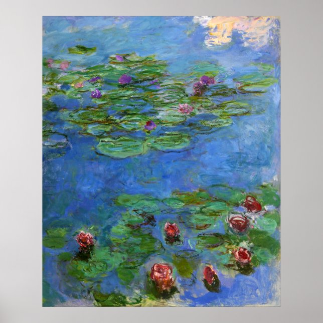 Red Vatten Lilies, Claude Monet Poster (Framsidan)