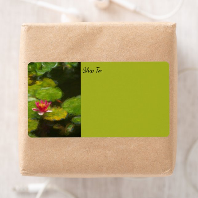 Red Vatten Lily Blommar Impressionistic Digital Ar Fraktsedel (Insitu)