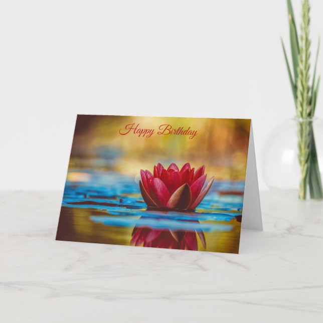 Red Vatten Lily - Grattis på födelsedagen Kort (Framsida)
