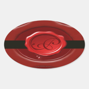 RED VAX SEAL MED BLACK RAND Monogram Ovalt Klistermärke
