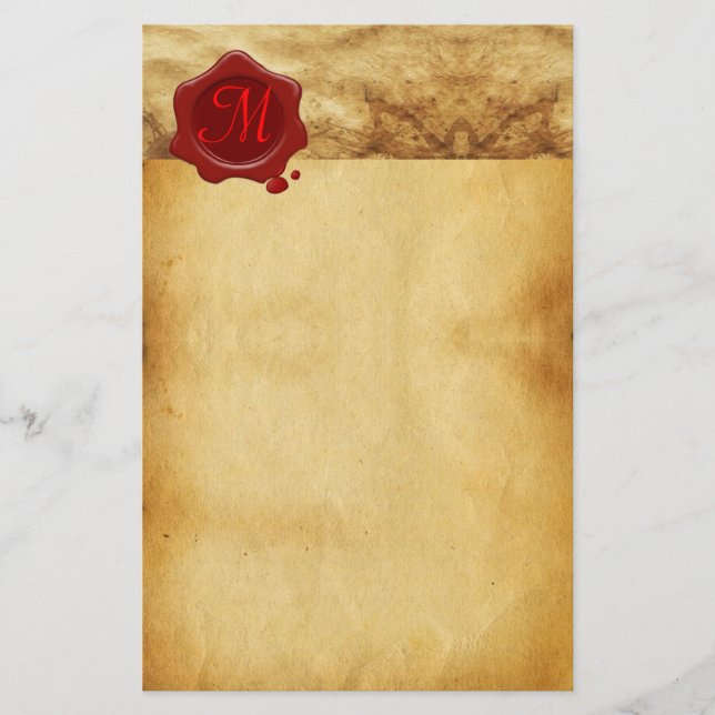RED VAX SEAL PARCHMENT Monogram Brevpapper (Framsida)