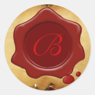 RED VAX SEAL PARCHMENT Monogram Runt Klistermärke