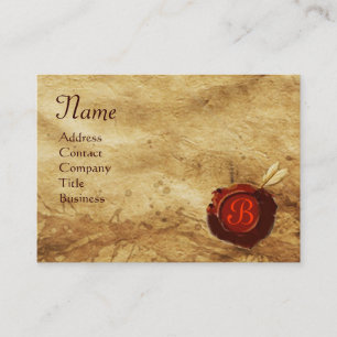 RED VAX SEAL PARCHMENT Monogram Visitkort