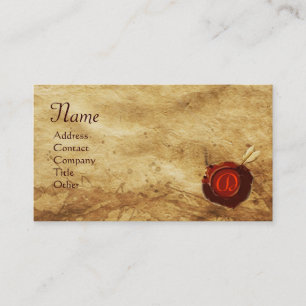 RED VAX SEAL PARCHMENT Monogram Visitkort