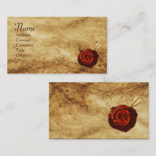 RED VAX SEAL PARCHMENT Monogram Visitkort