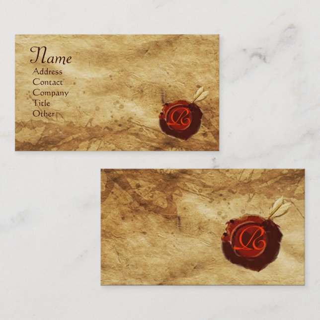 RED VAX SEAL PARCHMENT Monogram Visitkort (Fram/baksida)