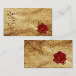 RED VAX SEAL PARCHMENT Monogram Visitkort