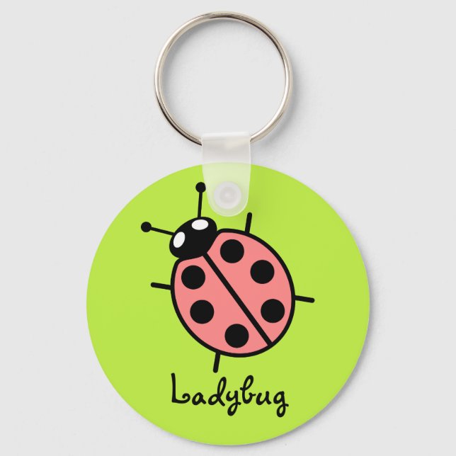 Red Vector Ladybug (Gröntens bakgrund) Nyckelring (Framsida)