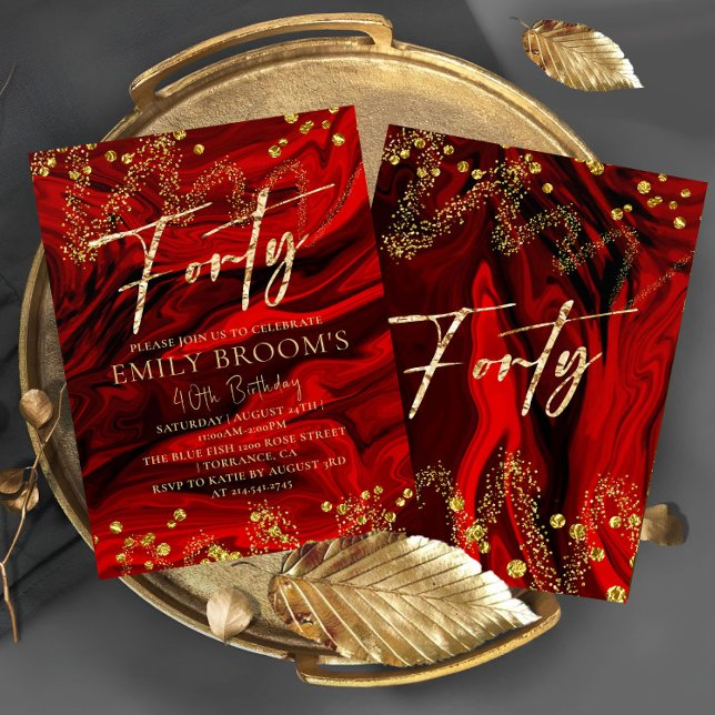 Red Velvet 40:e födelsedagsinbjudan Inbjudningar (Skapare uppladdad)