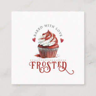 Red Velvet Baker Cuptårta Logotyp Calligraphy-skri Fyrkantigt Visitkort